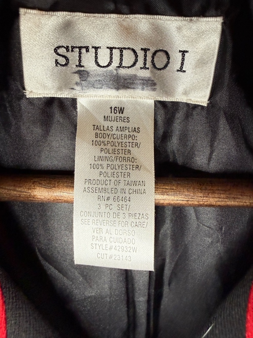 Studio I Vibrant Red Wool-Blend Pea Coat - Picture 4 of 4